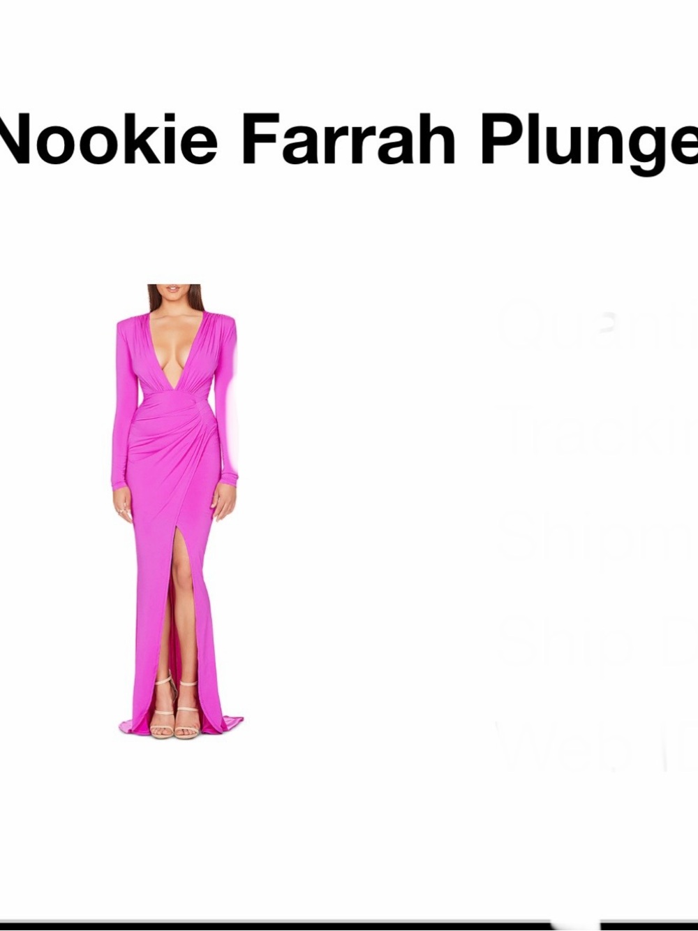 Nookie Farrah Plunge Long Sleeve Maxi Dress in Hot Pink